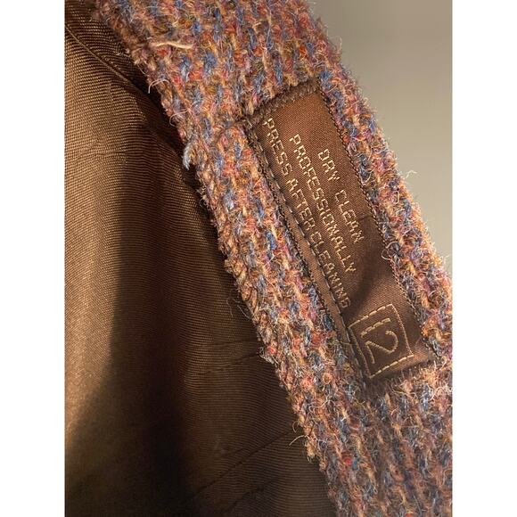 Harris Tweed Pencil Skirt Vintage Brown Blue Fabulous Classic Elegance Sz 12 M - Picture 9 of 9